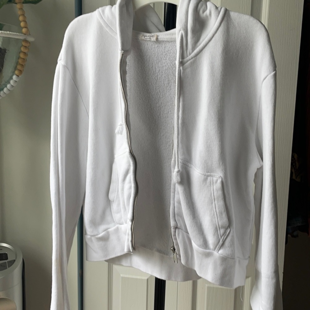 Brandy Melville John galt one size white cropped zip up hoodie
